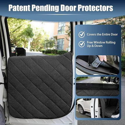 Large Back Seat Extender for Dogs, Paw-Proof & Waterproof Pet Seat Cover with Door Protection for Full-Size Crewcab Trucks, Dog Hammock Reinforced with Glass-Fiber Rods