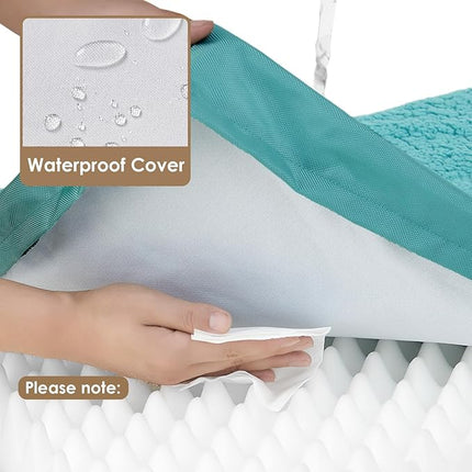 EHEYCIGA Orthopedic XL Dog Beds for Extra Large Dogs with Removable Washable Cover for Crate, Turquoise Blue, 41x27