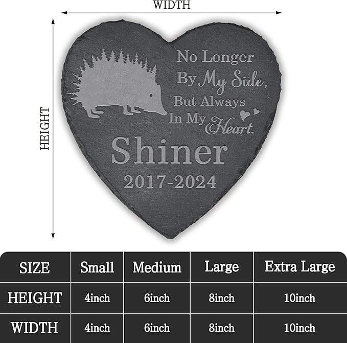 Pet Memorial Stone Hedgehog - Hedgehog Headstone - Hedgehog Memorial Stone - Hedgehog Memorial Gifts - Loss of a Hedgehog - Hedgehog Loss Gifts (Heart-Shaped)