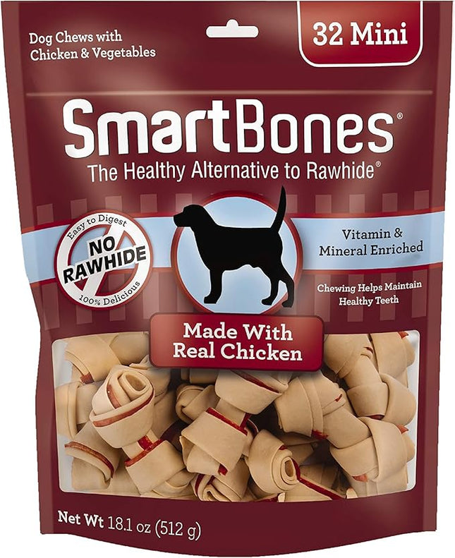 SmartBones Mini Chews with Real Chicken 32 Count, Rawhide-Free Chews for Dogs