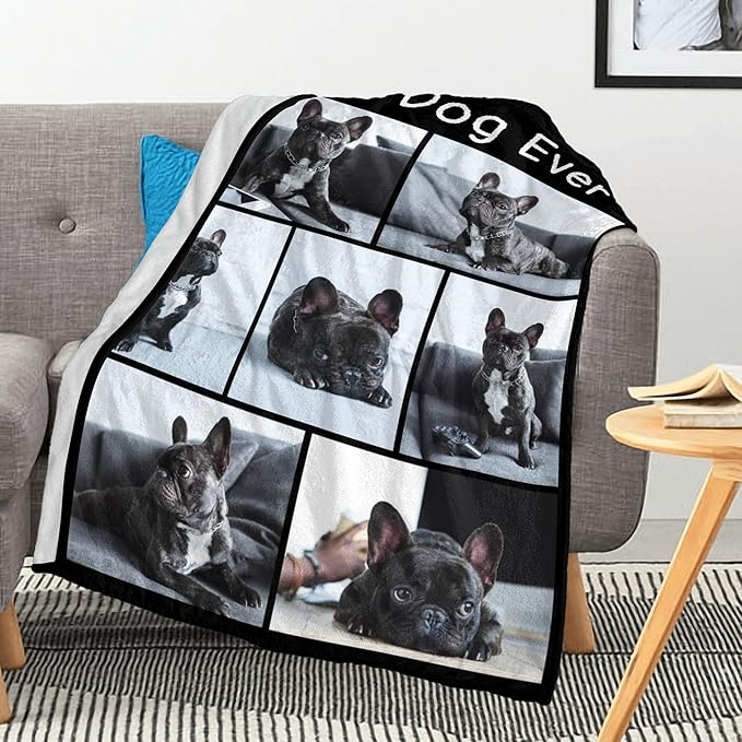 Personalized Dog Blanket with Pet Picture, Loss of Pet Sympathy Gift Dog, Custom Photo Blanket for Best Dog Ever, Puppy Gifts for New Owners, Pet Memorial Gifts for Birthday Christmas