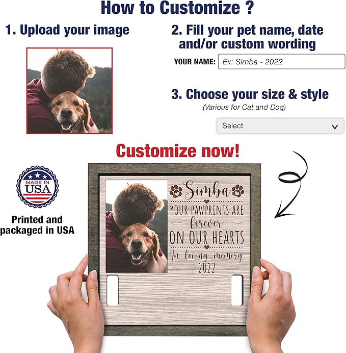 Personalized Memory Dog Picture Frame Pet Memorial Frames for Dogs Wood Pet Gifts Sentimental Quote For Someone Who Lost Cat Collar Keepsake Remembrance Gift for Dog Passing Away Pet Loss Sign