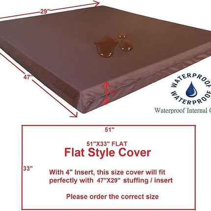 Dogbed4less 2 Pack Internal Duvet Case Waterproof Zipper Dog Bed Cover for Extra Large 47"x29"X4" Memory Foam Pad Pet Bed - 51"X33" Flat