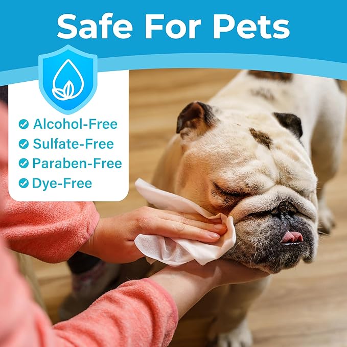 PrimePets Dog Grooming Wipes, 600 Count, 6x8 Inch Deodorizing Wipes for Dogs & Cats, 100% Fragrance Free, Natural Pet Wipes for Cleaning Face Bum Eyes Ears Paws Teeth, Dog Wipes