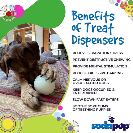 SodaPup Glow Ball – Durable Dog Treat Dispenser & Chew Toy Made in USA from Non-Toxic, Pet Safe, Food Safe Natural Rubber for Mental Stimulation, Problem Chewing, Calming Nerves & More