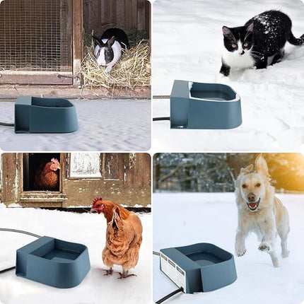 Automatic Heated Water Bowl for Dogs Cats, Self-Filling Water Heated Dog Bowl in Winter, Pet Waterer with Heater Fit Chickens Rabbits Birds, Outdoor Use No Freezing, 2L