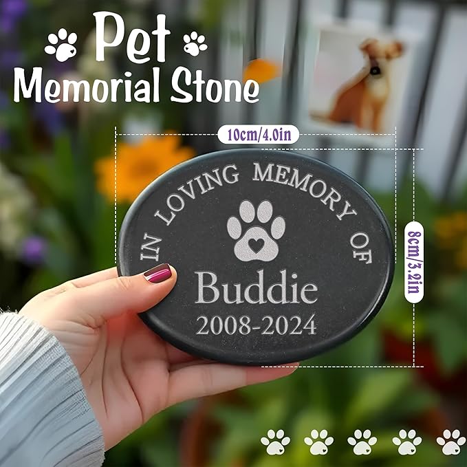 Dog Memorial Stone, in Loving Memory of Pet, Loss of Pet Sympathy Gift, Pet Memorial Gifts for Dogs Cats, Personalized Dog Memorial Gifts