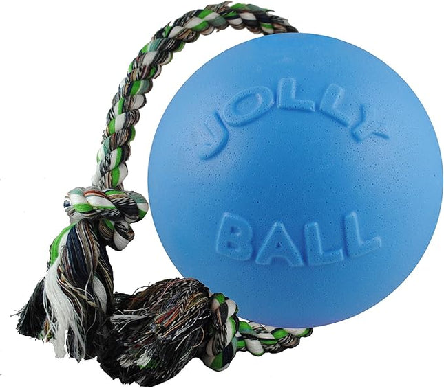 Jolly Pets Romp-n-Roll Rope and Ball Dog Toy, 8 Inches/Large, Blueberry, All Breed Sizes
