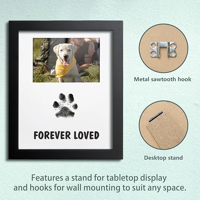 Dog Memorial Gifts for Loss of Dog – Pet Memorial Frame for 4x6 Photo & Inkless Paw Print Kit – Sympathy Gift for Pet Loss, Bereavement, Remembrance Rainbow Bridge Keepsake for Pet Lovers