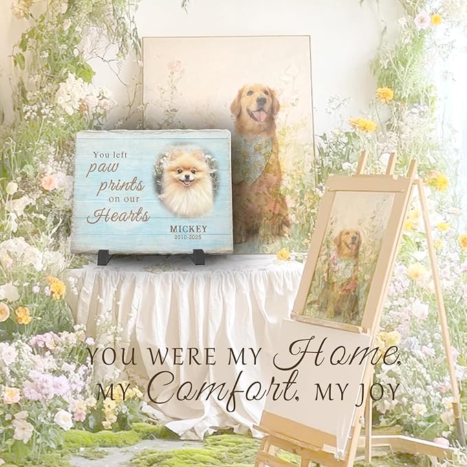 Personalized Pet Memorial Stone, Custom Dog Memorial Gifts for Loss of Dog with Photo Name Date, Dog Remembrance Gift, Loss of Dog Sympathy Gift for Dog Cat Lovers (Quote 7)