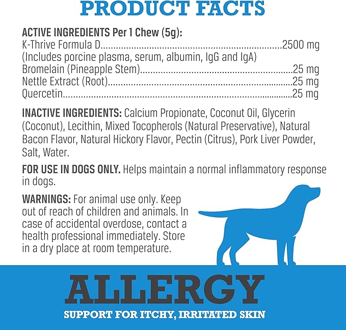 WINPRO Dog Allergy Relief Chews – Plasma-Powered Soft Chews for Dogs – Grain-Free, Natural Blood Protein Supplements – Anti-Itch, Skin & Allergy Relief – 60 Chews, Made in The USA