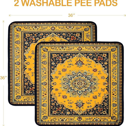 Qeils Washable Pee Pads for Dogs, 2 Pack Reusable Puppy Pads 36"x36" Super Absorbent Leakproof Dog Training Pads, Non-Slip Potty Pads for Crate, Floor, Couch, Whelping Pads Litter Mat Puppy Supplies