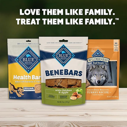 Blue Buffalo BeneBars Digestive Support Dog Treats with Prebiotic Fiber, Made with Natural Ingredients, USA Chicken & Apple, 9-oz Bag