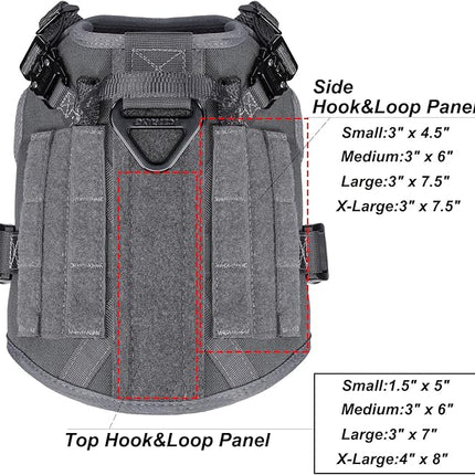 ICEFANG Tactical Dog Harness, Small Size,2X Metal Buckle,Working Dog MOLLE Vest with Handle,No Pulling Front Leash Clip,Hook and Loop Panel (Grey,S (Pack of 1))