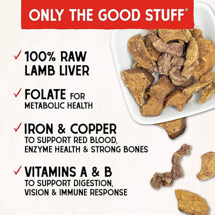 Stella & Chewy's Freeze-Dried Raw Lamb Liver Dog Treats - Single Ingredient, No Additives - Premium Training Treats - Perfect For Picky Eaters - 3oz Bag