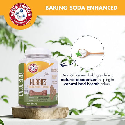 Arm & Hammer for Pets Nubbies Dental Treats for Dogs with Baking Soda and Calcium, Treat Chews Help Fight Bad Breath, Plaque & Tartar, Chicken, Value Bucket, 139 Pcs (Packaging may vary)
