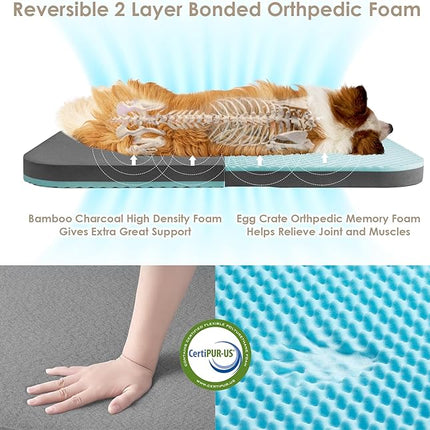 EHEYCIGA Foldable Human Dog Bed, 72"x44"x11" Orthopedic Memory Foam Human Sized Dog Bed, Waterproof Pet Bed for People, Faux Fur Pet Couch for Adult with Non-Slip Bottom, Brown