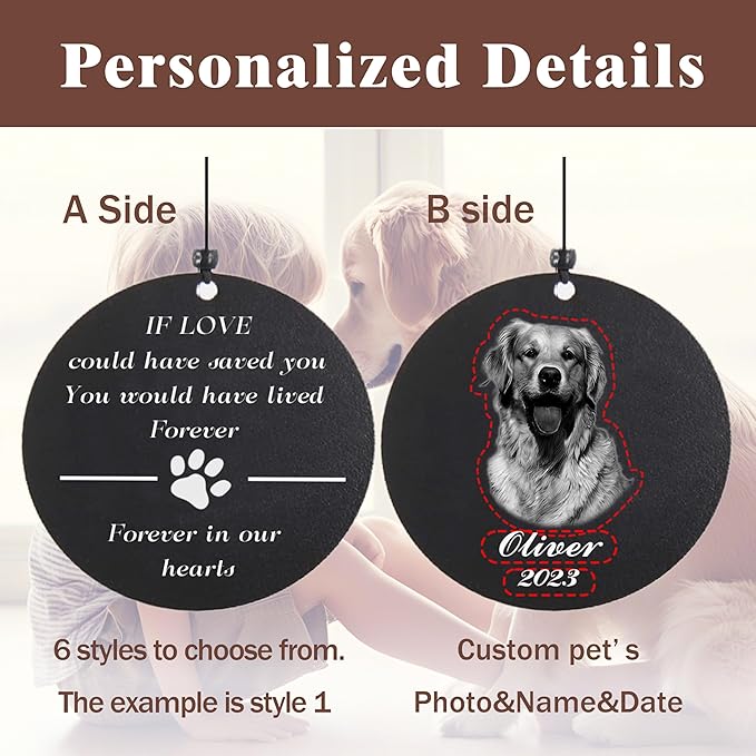Personalized Dog Memorial 32" Wind Chimes for Outside - Sympathy Gift with Custom Photos for Loss Pet - Adjustable Mute Sound Memorial Gifts for Loss of Dog Laser Engraving,Not Easy to Fade