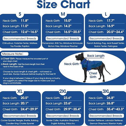 QBLEEV Warm Dog Jacket - Reflective, Adjustable Winter Coat with Turtleneck for Cold Weather, Waterproof Fleece Snowsuit for Small, Medium, Large Dogs