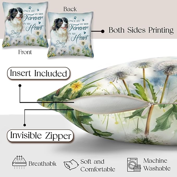 Personalized Pet Memorial Pillow with Photo, Dog Memorial Gifts for Loss of Dog, Memory Dog Loss Gift, Dog Passing Away Gifts Personalized, Pet Memorial Gifts for Dogs, Pet Keepsake Memorial