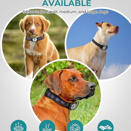 Dog Collar with Airtag Holder, IP67 Waterproof Reflective AirTag Dog Collars for Medium & Large Dogs, Adjustable Pet Collar with Twist-Lock Holder & Green Glow for Night (M, 11.8"-15.9", Black)