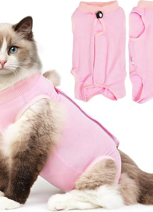Cat Recovery Suit After Surgery, Breathable Cat Surgery Recovery Suit for Spay Abdominal Wounds or Skin Diseases, E-Collar Alternative Wear for Small Male Female Pets (Pink,L)