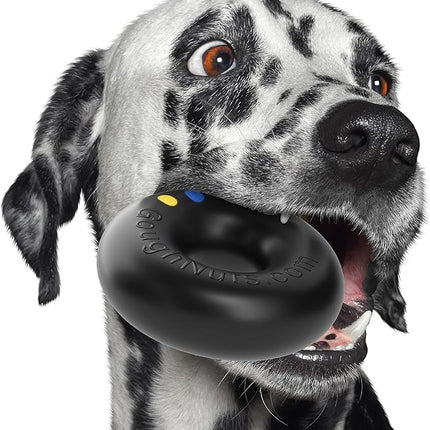 Goughnuts — Dog Toys for Aggressive Chewers | Virtually Indestructible Dog Toys for Medium Breeds Such as Pit Bulls | Heavy Duty Dog Toy | Black