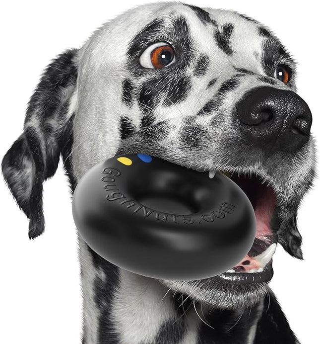 Goughnuts — Dog Toys for Aggressive Chewers | Virtually Indestructible Dog Toys for Medium Breeds Such as Pit Bulls | Heavy Duty Dog Toy | Black