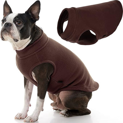 Gooby Stretch Fleece Vest Dog Sweater - Brown, Large - Warm Pullover Super Stretchy Fleece Dog Jacket for Small to Large Dogs
