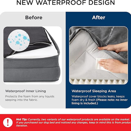 Bedsure Orthopedic Dog Beds Large Sized Dog - Washable Large Dog Cat Bed Waterproof, Comfort Dogs Couch Sofa with Washable Removable Cover, Pet Bed with Nonskid Bottom, Ivory, 35"