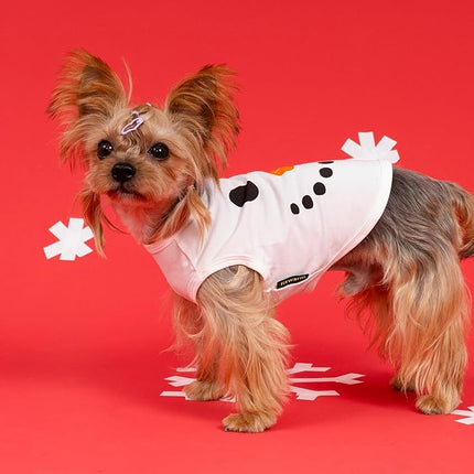 Fitwarm Snowman Dog Christmas Outfit, Holiday Dog Clothes for Small Dogs Boy Girl, Cute Pet Shirt, Black, White, Orange, XS