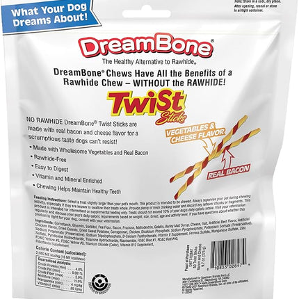 DreamBone Twist Sticks, Made With Real Bacon And Cheese Flavor, Rawhide-Free Chews For Dogs, 50 Count