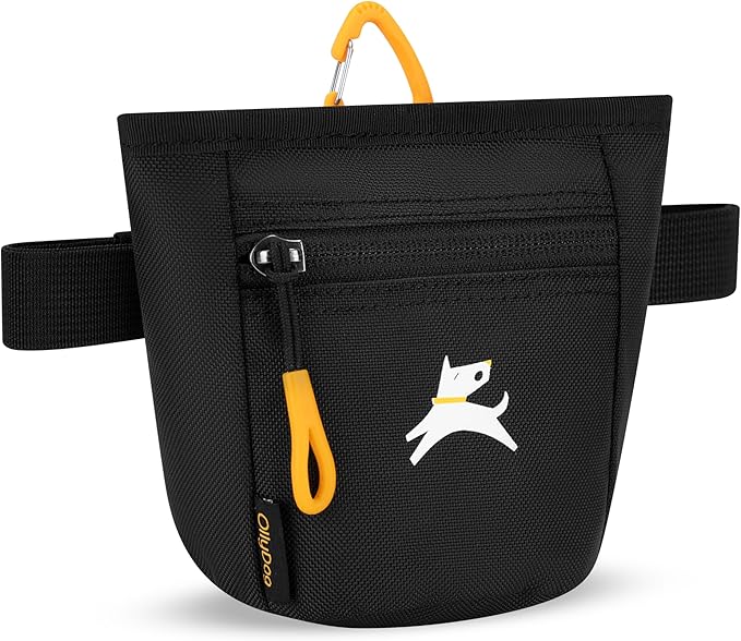 OllyDog Goodie Treat Bag, Dog Treat Pouch, Waist Belt Clip for Hands-Free Training, Magnetic Closure, Dog Training and Behavior Aids, Three Ways to Wear (Raven S'25)