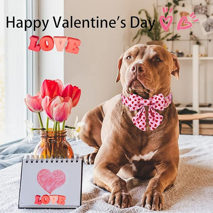 ARING PET Valentine's Day Dog Collar-Adorable Pink Heart Dog Collar with Sailor Bowtie, Comfortable Girl Dog Collars with Metal Buckle