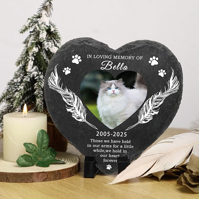 Dog Memorial Gifts for Loss of Dog Cat,Personalized Pet Memorial Stone with Photo Name,Custom Pet Remembrance Gifts,Cat Memorial Sympathy Gift,Dog Passing Away Gifts,Memorial Plaques for Dogs