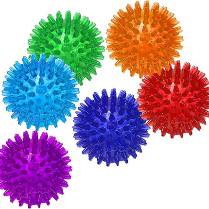 Jalousie Dog Squeaky Toys Value Set Non-Toxic Squeaky Balls Toss Fetch TPR Rubber Puppy Toys Spikey Dog Chew Toy for Small Medium Breed Pet Toys for Puppy (6 Pack Spiky Ball)
