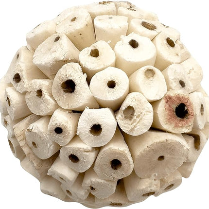 by M&M 5110 Small Sola Bird Balls Pk3 - Handmade Natural Sola Wood Bird Foot Toys, Shreddable Lightweight Wood Balls, Easy for Beaks and Feet to Forage, Grat for Small to Med Birds