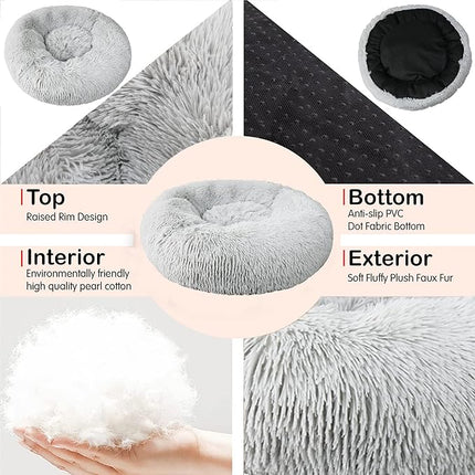 nononfish Dog Beds for Medium Dogs Washable，28 inches Gray Calming and Anti Anxiety Fits up to 45 lbs Pets Beds for Medium Dog.