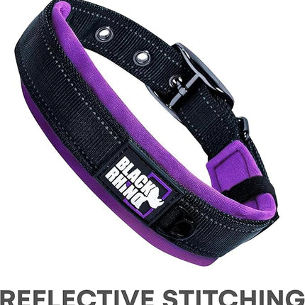 Black Rhino Extra Large Dog Collar - Adjustable Reflective Heavy Duty Wide Dog Collar with Ultra-Soft Neoprene Padding - Weatherproof, Durable, and Comfortable for Active Dogs - Purple and Black