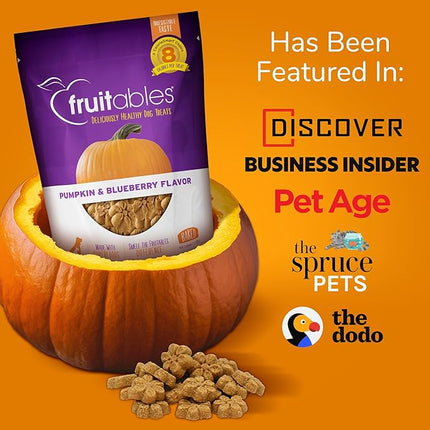 Fruitables Baked Dog Treats, Healthy Pumpkin Treat for Dogs, Low Calorie & Delicious, Free of Wheat, Corn and Soy, Made in the USA, Apple and Crispy Bacon Flavor, 12oz