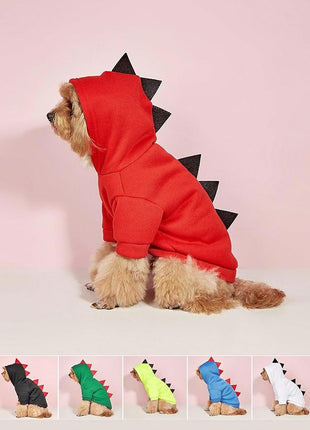 QWINEE Dinosaur Dog Hoodie Dog Warm Jacket Christmas Halloween Dog Costume Dog Clothes for Puppy Kitten Small Medium Dogs Cats Beige L