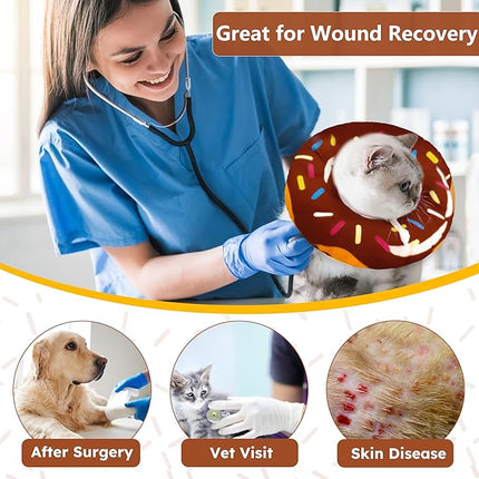 Cat Cone Collar Soft, Cat Recovery Collar for Wound Healing Cute Cat Donut Adjustable Cat Cones to Stop Licking Comfortable Lightweight Neck Elizabethan Collars for Cats Kittens After Surgery