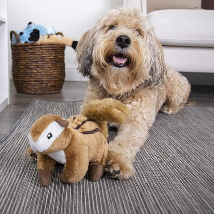 goDog Wildlife Chipmunk Squeaky Plush Dog Toy, Chew Guard Technology - Brown, Large