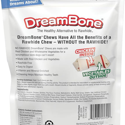 DreamBone Mini Chews, Made with Real Chicken and Vegetables, Rawhide Free Dog Chews, 8 Count