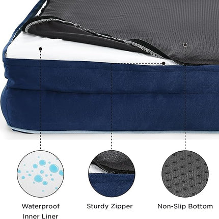 Bedsure XXL Orthopedic Dog Bed for Extra Large Dogs - Washable Giant Dog Cat Bed Waterproof, Comfort Dogs Couch Sofa with Washable Removable Cover, Pet Bed with Nonskid Bottom, Blue Navy, 52"