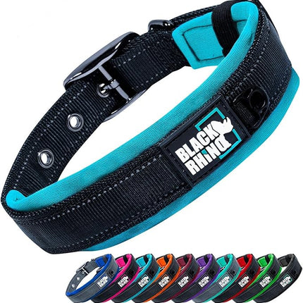 Black Rhino Extra Large Dog Collar - Adjustable Reflective Heavy Duty Dog Collar with Ultra-Soft Neoprene Padding - Weatherproof, Durable, and Comfortable - Ideal for Active Dogs - Pink and Black