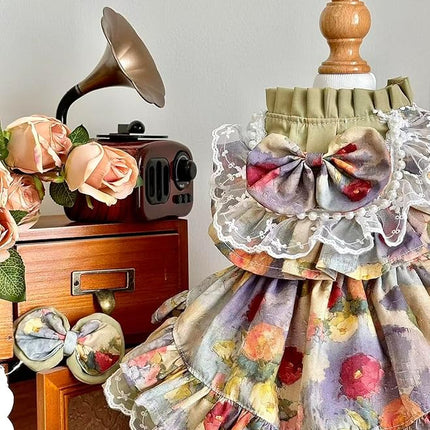 Fashion Sweet Puppy Dog Lace Princess Dress for EXTRAL Small and Small Dog B-Matcha Green X-Large