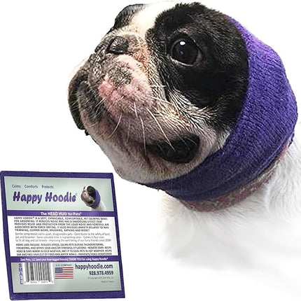 Happy Hoodie The Original Dog & Cat Calming Band - American Brand - Anxiety Relief/Noise Protection-Grooming-Thunder-Fireworks (Small, Purple) - Since 2008