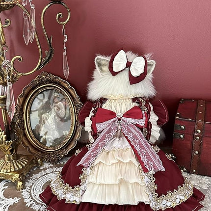 Fashion Sweet Puppy Dog Lace Princess Dress for EXTRAL Small and Small Dog A-WineRed-1 Large