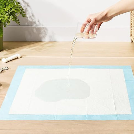 Amazon Basics Dog and Puppy Pee Pads with 5-Layer Leak-Proof Design and Quick-Dry Surface for Potty Training, Standard Absorbency, X-Large, 28 x 34 Inch - Pack of 60, Blue & White